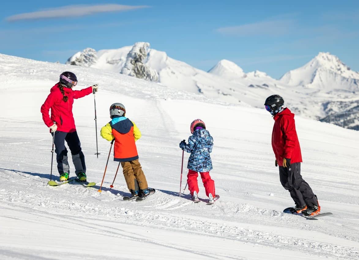 Family skiing on Mt. Bachelor Family skiing on Mt. Bachelor