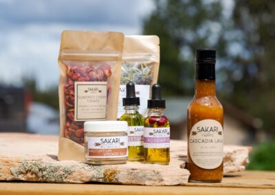 a selection of foods and botanicals from Sakari Farms