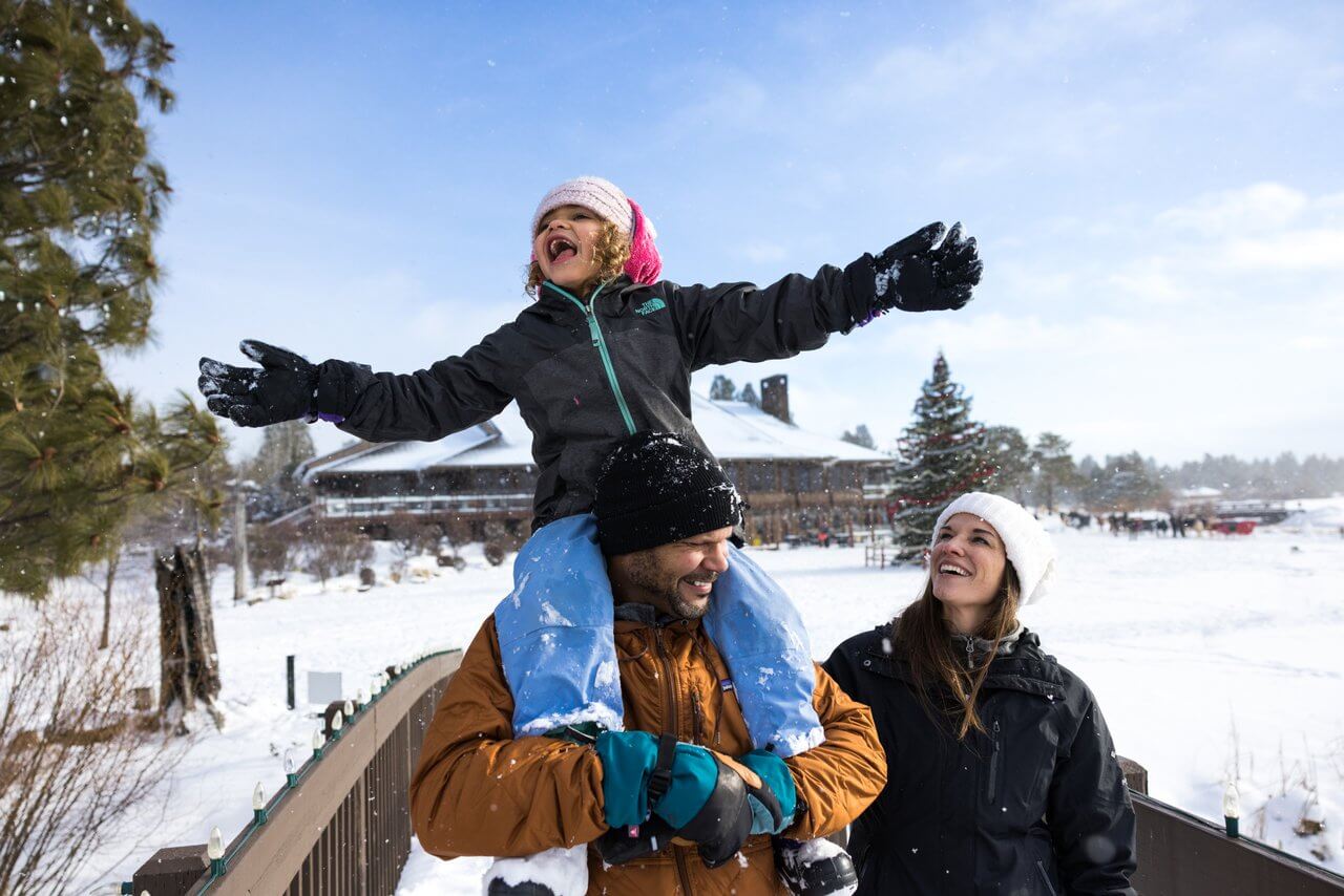 Family fun in winter in Sunriver, Oregon Family fun in winter in Sunriver, Oregon