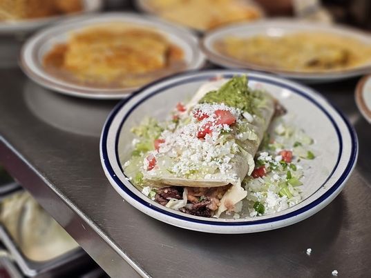 One of the many burritos choices on the menu at Mazatlan Mexican Restaurant in Madras, OR One of the many burritos choices on the menu at Mazatlan Mexican Restaurant in Madras, OR