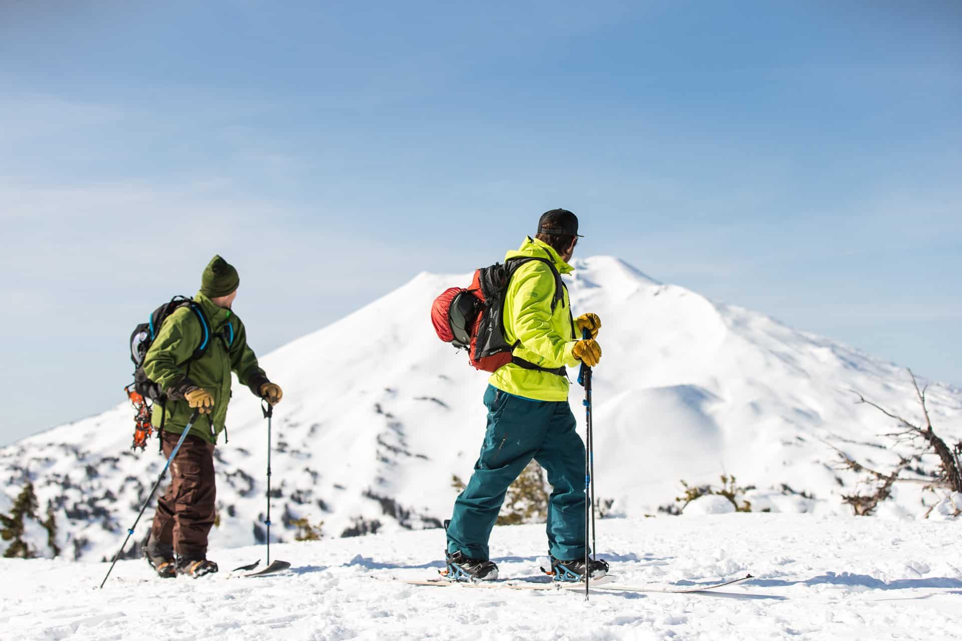 Two men backcountry skiing near Bend, Oregon