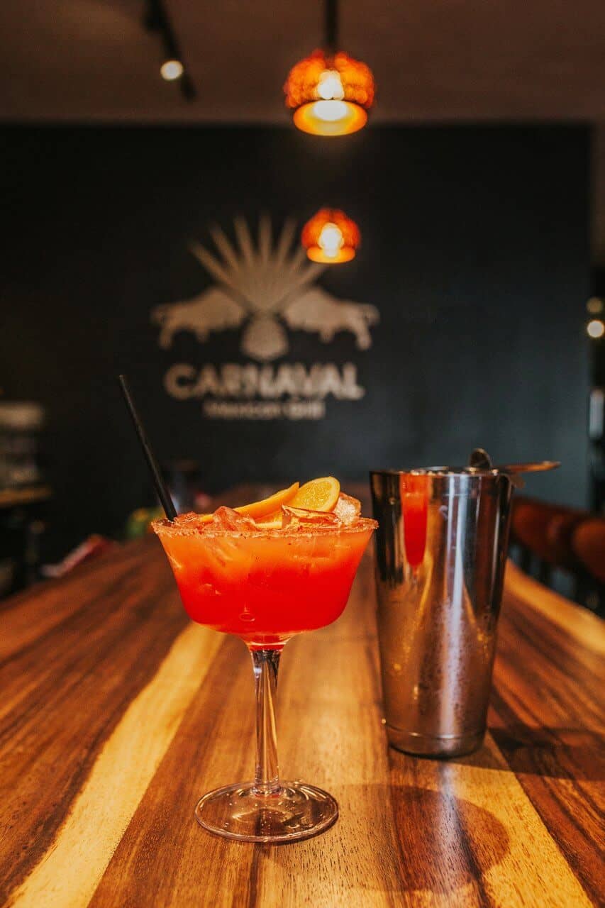 A mixed drink at a bar at Carnaval Mexican Grill. 